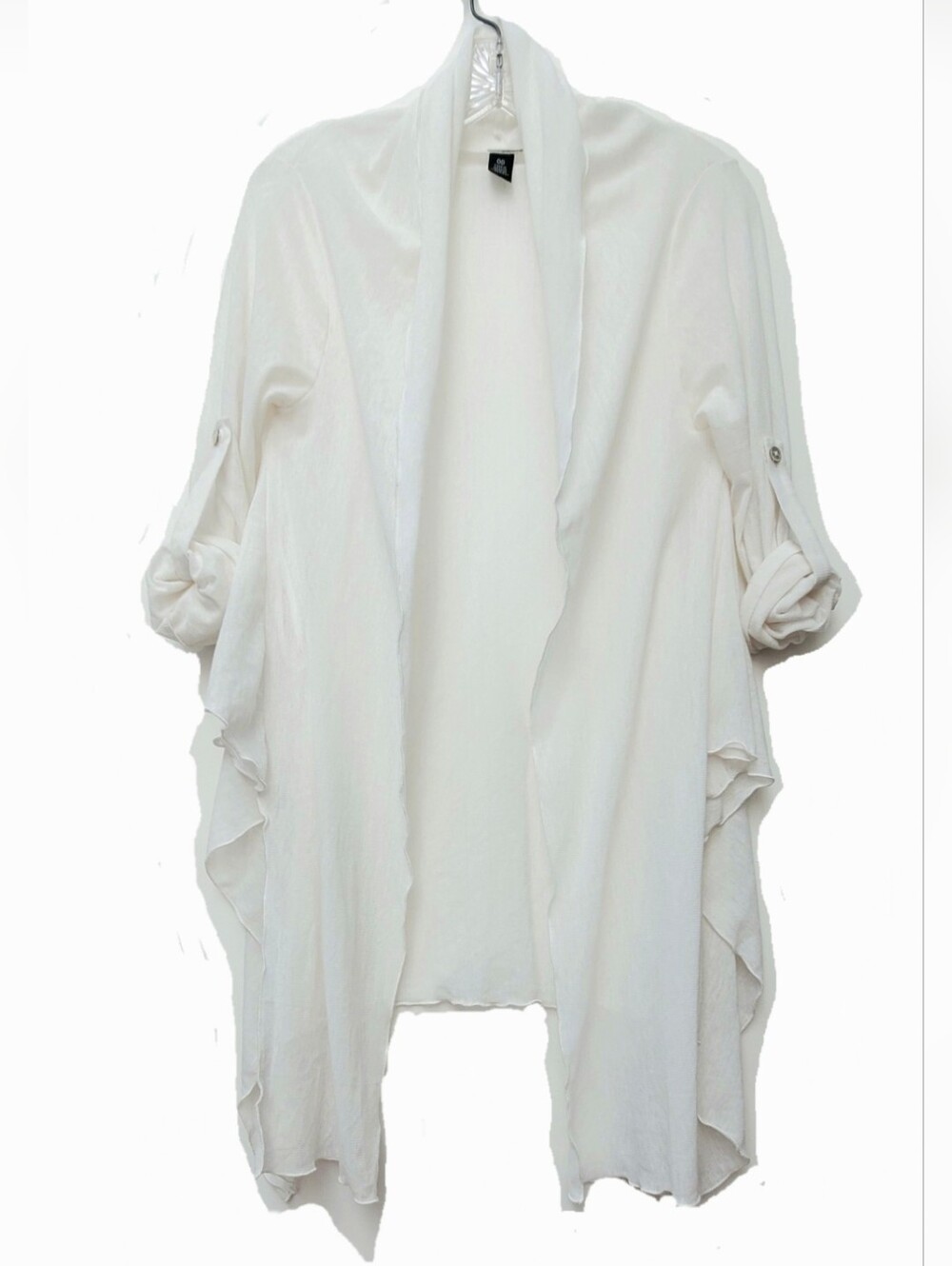 Black Label By Chico's White Lightweight Semisheer Open Cardigan Size 00 XS
